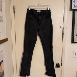 Abercrombie & Fitch The Skinny High Rise Split Hem Size 28 Tall Black Denim Jean